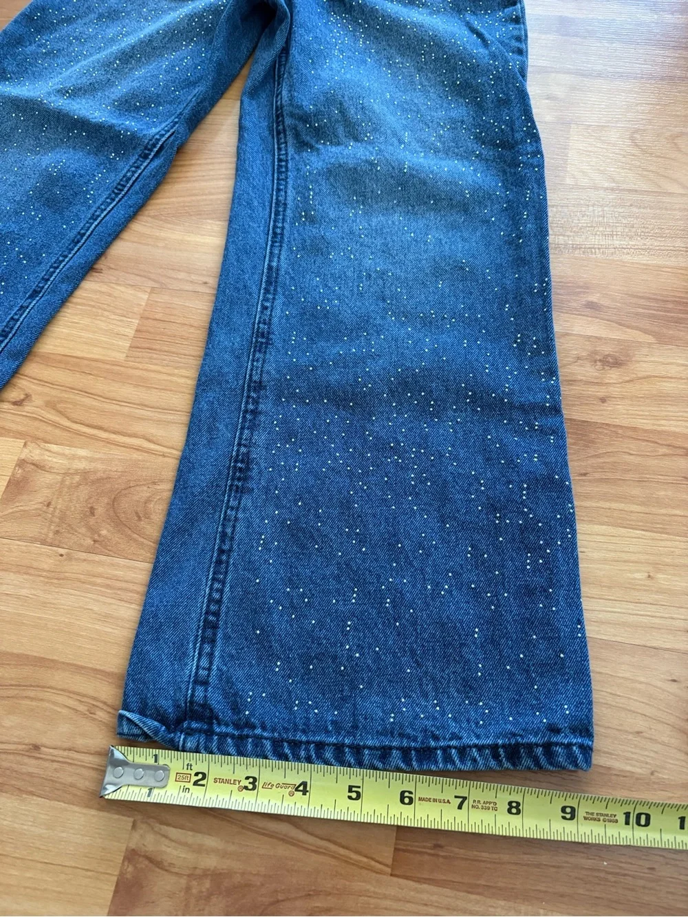 Justice Girls Blue wide Leg Jeans with White Speckle 8